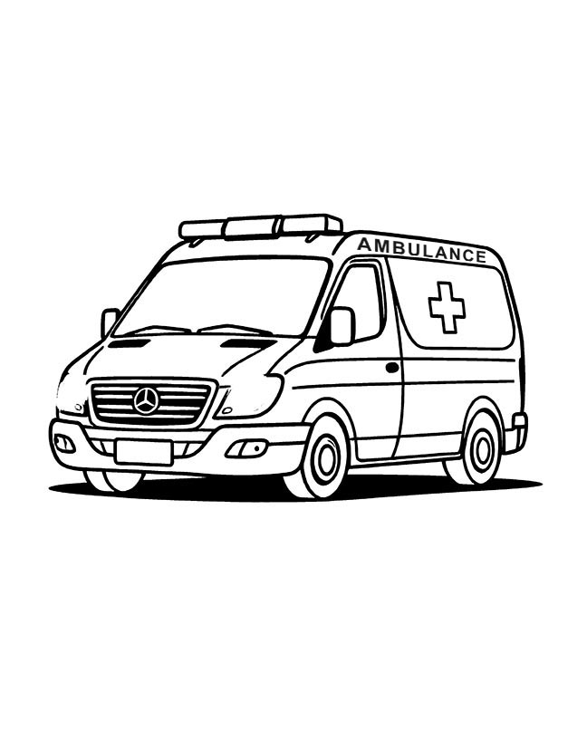 Ambulance with lights on coloring page Ambulance with lights on coloring page